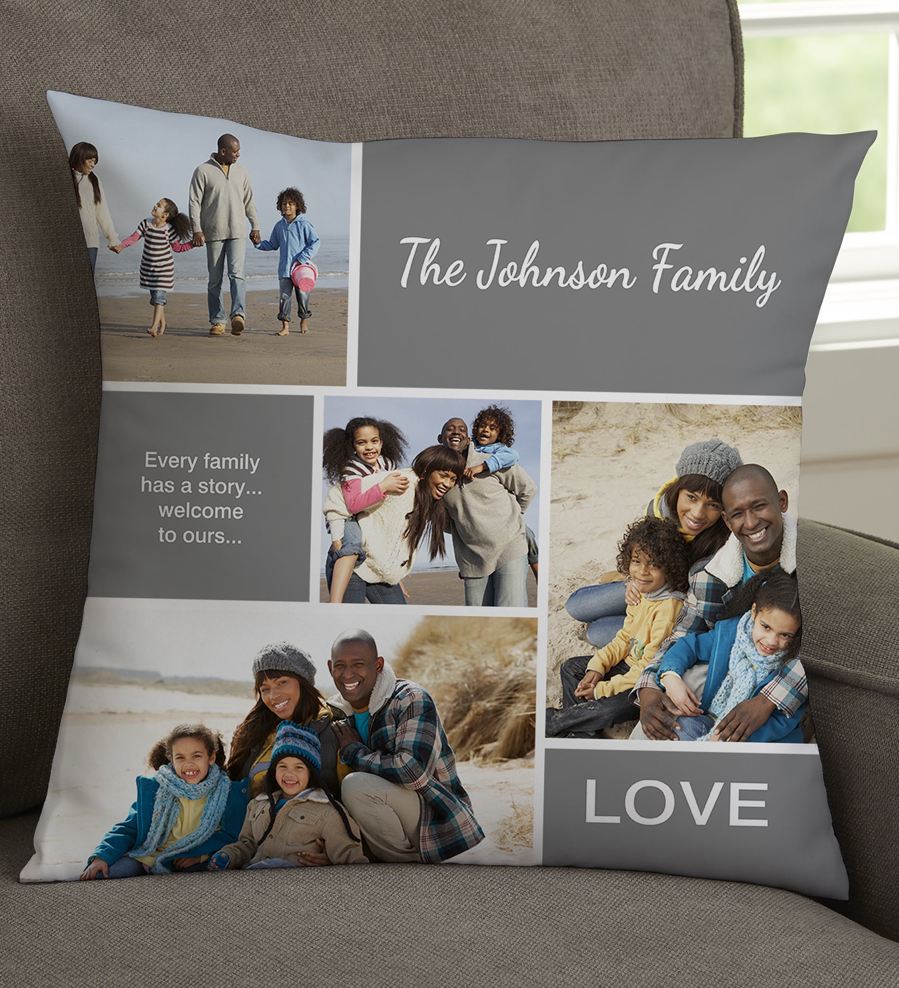 Family Love Photo Collage Personalized Throw Pillow